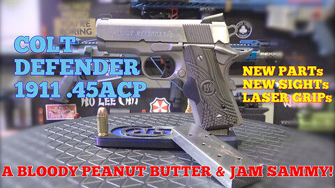 COLT DEFENDER 1911 45ACP + CRIMSON TRACE LASER GRIPS : EGW PARTS & TRITIUM TRUGLO SIGHTS : DUAL CAMs