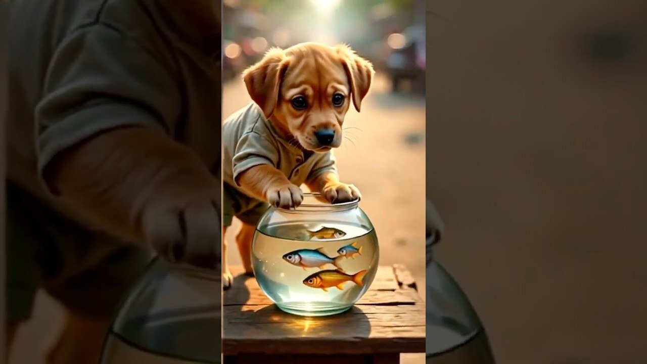 The poor puppy didn’t have fish so his friends laughed at him