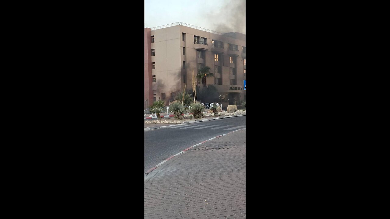 The apparent Houthi drone struck the entrance to a hotel in Eilat.
