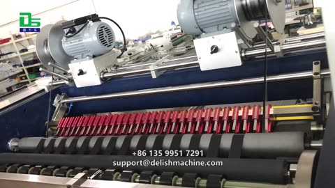 The ribbon slitting machine slices large coils of ribbon into sizes that fit different equipment.