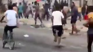 Hamas stealing aid trucks while firing into any Palestinian civilians who try to stop them.