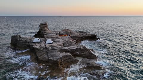 Drone Footage of Tiny Island Campsite