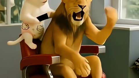 Lion Goes to the Kitten Barber… Hilarious AI Animation! 🦁🐱✂️