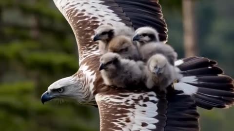 Epic Hawk Ride – Mom Flies with Her Babies on Her Back!