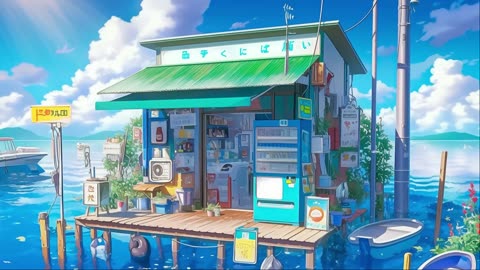 Japanese Seaside Café 🌊 Cozy Lofi Music with Ocean Breeze Ambience | Relaxing Lofi Beats
