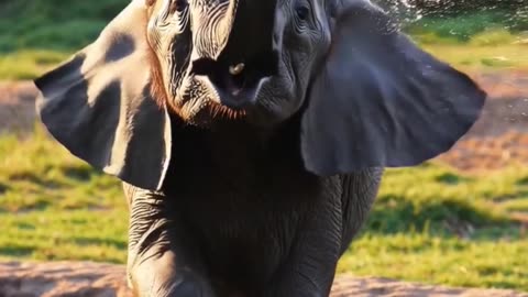 Baby Elephant Splashes Camera – Pure Joy in the Wild! 🐘💦
