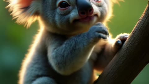 Cute Baby Koala in the Wild 🐨🌿
