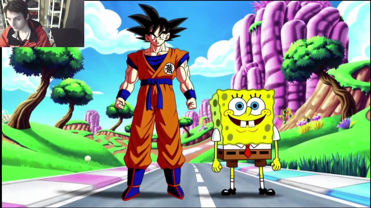 SpongeBob SquarePants VS Goku In A Competitive Race Fake Funny Parody 2D Animated Cartoon Video