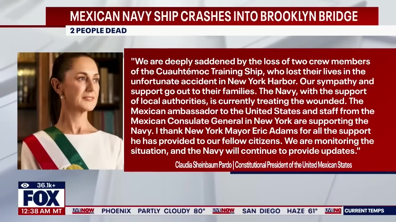 BREAKING: Ship crashes into Brooklyn Bridge, 2 dead LiveNOW from FOX