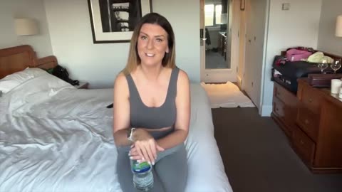 My wife in my hotel room