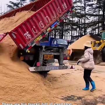 A satisfying sand truck unload!.hd