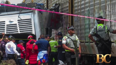 Freight train slams into a bus outside Mexico City and kills at least 10 people
