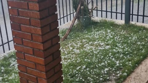 Heavy Hail Pelts Porch in Sarandi