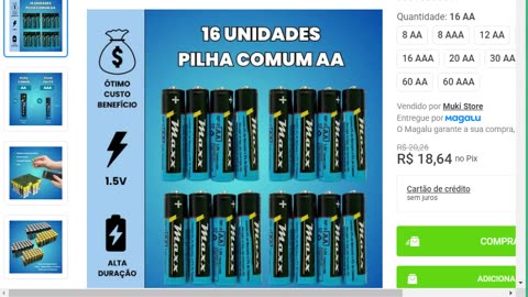 Kit Pilhas Palito AAA + Comum AA 60 Unidades Cada Caixa Cilíndrica - Combos Pilhas