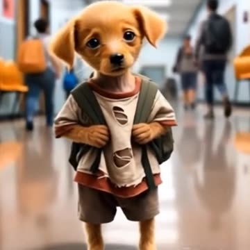 The puppy goes to school alone ❤️🥳
