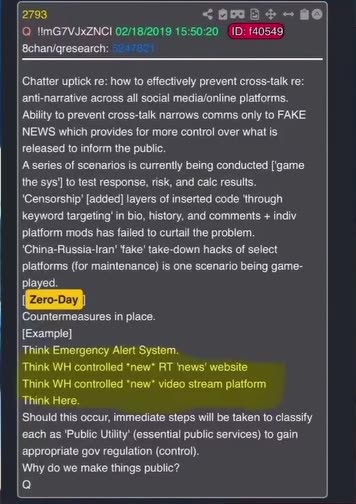 Q Post Report: 2793-02-18-2019 Zero Day