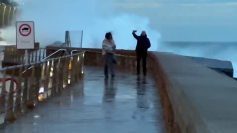 Giant Wave Drenches Adventurous Couple