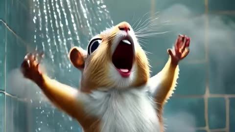 When shower time turns into showtime 🎤 🐿️