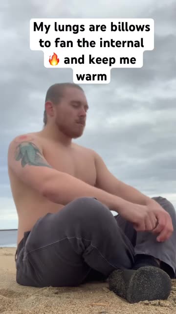 Owch Hypothermia Alert! Wim Hof breathing put to the test on a frigid beach 🏝️