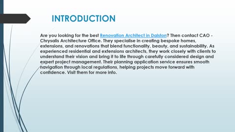 Looking for the best Renovation Architect in Dalston