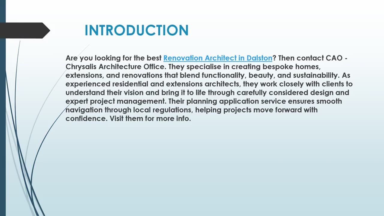 Looking for the best Renovation Architect in Dalston