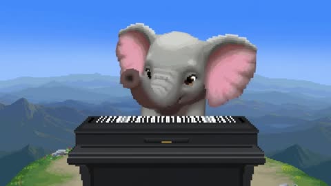 Tiny Elephant’s Piano Serenade on a Mountain | Pixel Art Animation