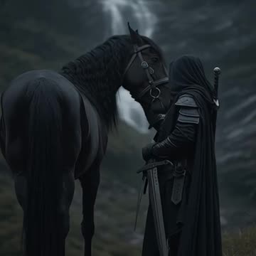 A ghostly knight is wandering near the black waterfall.