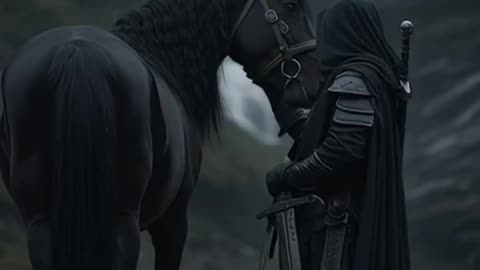 A ghostly knight is wandering near the black waterfall.