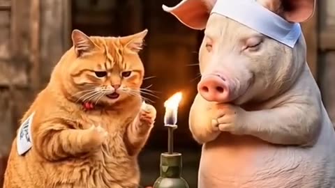 Crazy Al Cat & Pig Adventure 🚨🎂🐱🦛 | Funny Al Animation