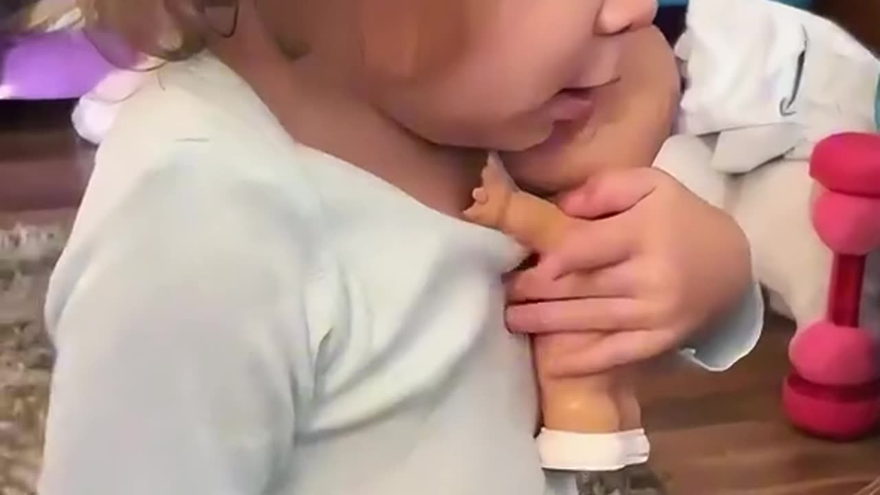 The strange expression of baby funny