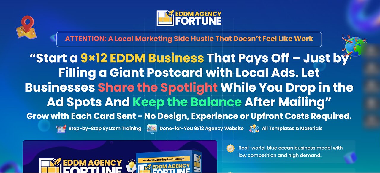 EDDM Agency Fortune Overview: Complete DFY Website & Toolkit to Start a Local Postcard Marketing Biz