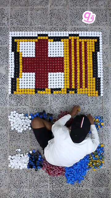 Made Fc Barcelona 🔵🔴 Logo Using 1,872 Bottle Caps! ⚽♻️