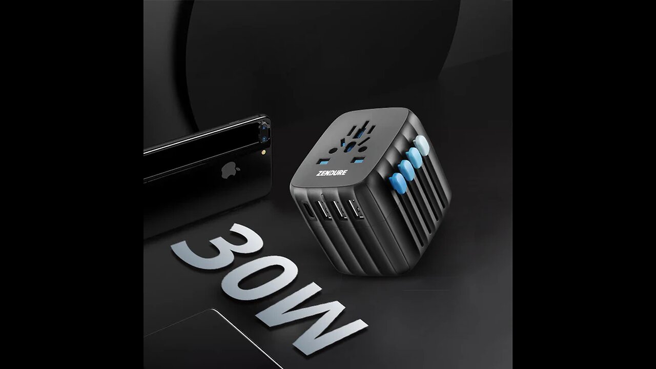 Portable Fast Charging Cube Wall Charger, with 4 USB Outports & 30W PD Charging, for Office, Travel
