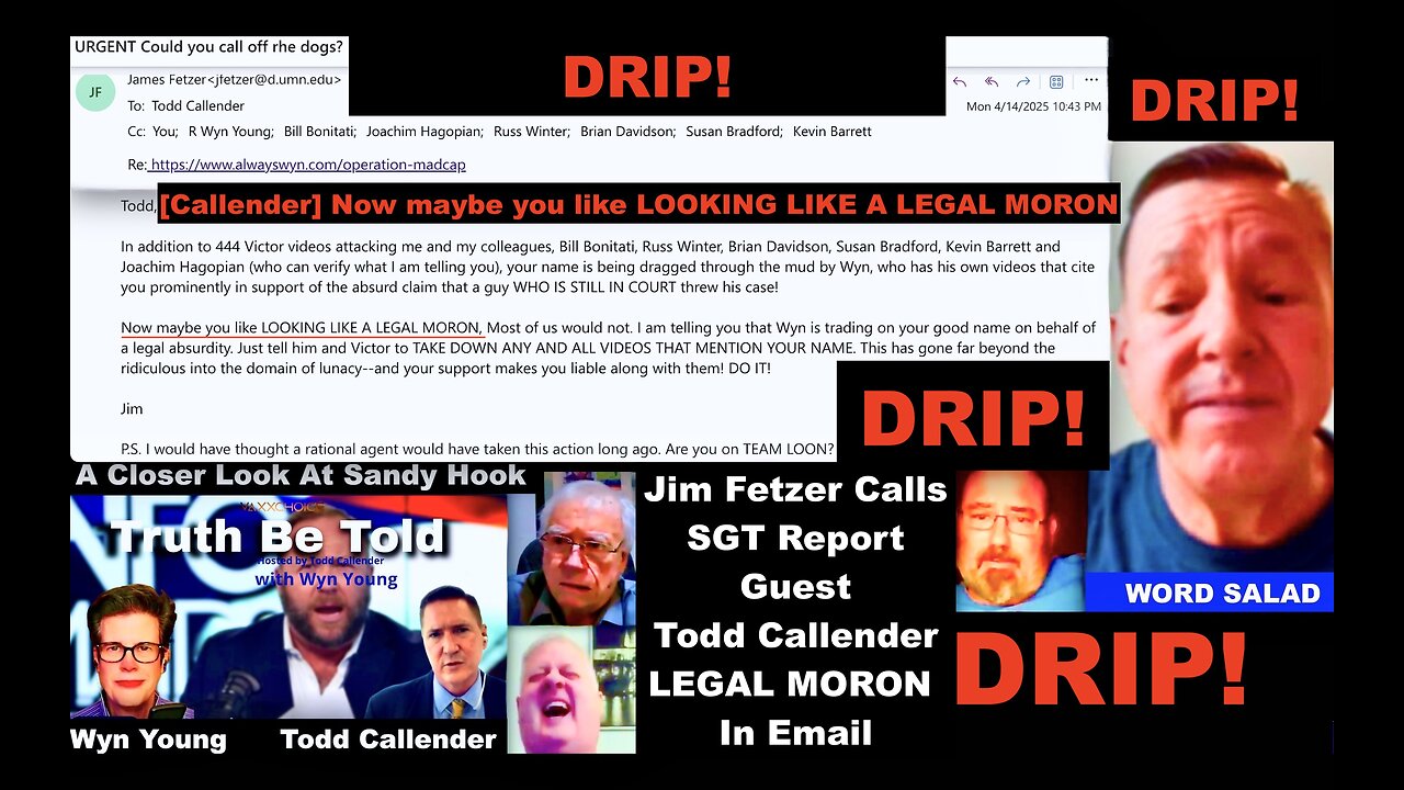Jim Fetzer Calls SGT Report Guest Todd Callender LEGAL MORON In Kevin Barrett Susan Bradford Email