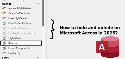 Microsoft Access: How to hide or unhide of tables, forms, queries, and reports on 2025 Access?