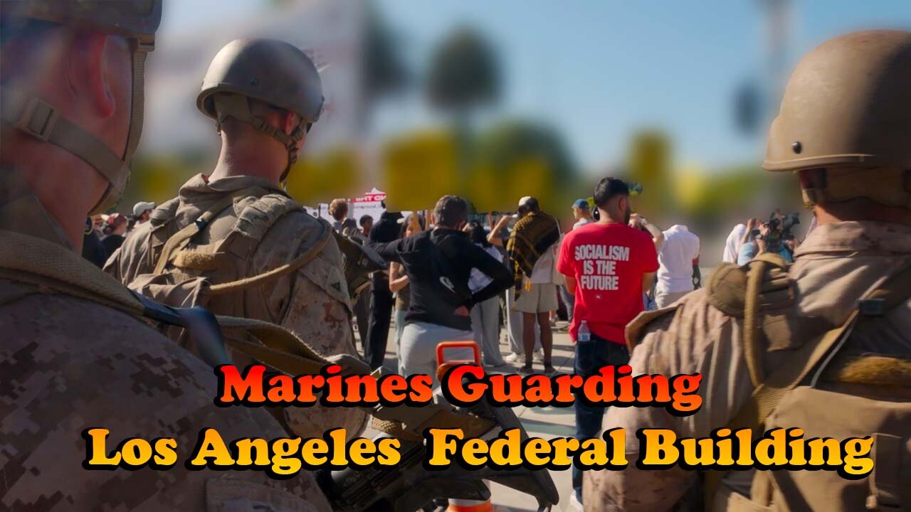 Marines Guarding Federal Building Los Angeles California