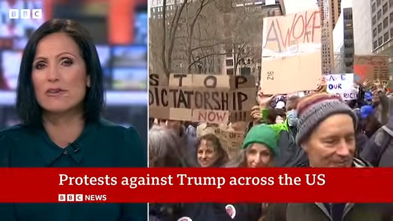 Anti-Trump protests take place across US as tariffs come into force