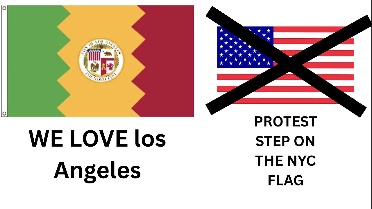 PROTESTER STEP ON THE USA NYC FLAG AND WE LOVE Los Angeles LA