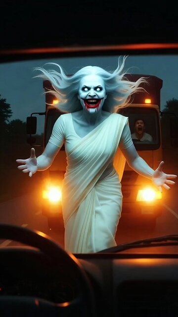 A ghostly woman was standing on the highway at 2 o'clock in the night.