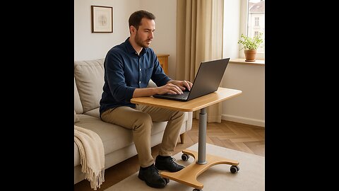 Work Everywhere Ergonomic Adjustable Rolling Desk