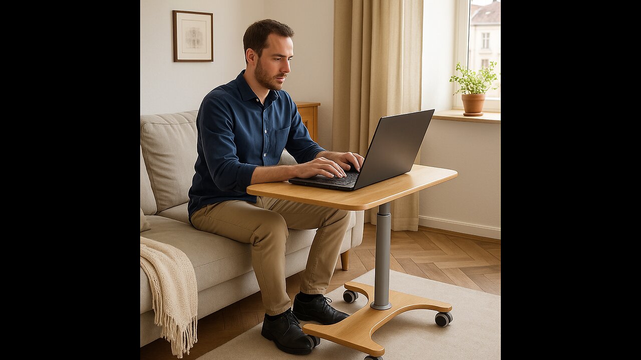 Work Everywhere Ergonomic Adjustable Rolling Desk