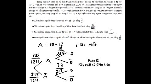Trong một đợt khảo sát về tình trạng sử dụng thuốc lá điện tử của thanh thiếu niên ở độ tuổi