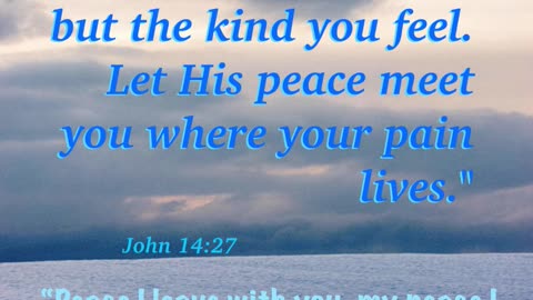 "Tomorrow holds sorrow, but today—He gives peace. -John 14:27