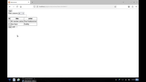 Data Tables CRUD API via WWW GUI Prototype