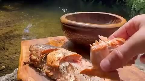 Cooking Salmon trout wrapped in zucchini