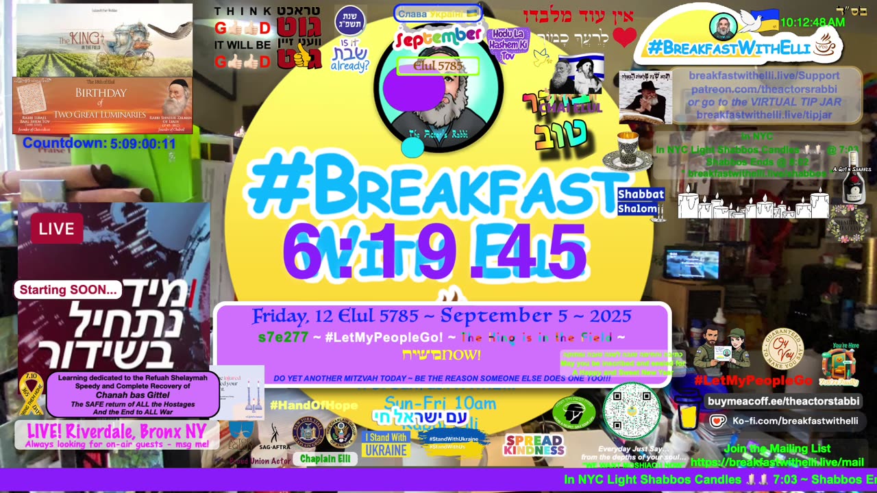 SHOW NOTES: Breakfast with Elli - s7e276 - THURSDAY - 11 Elul - 5785 - 4 September 2025