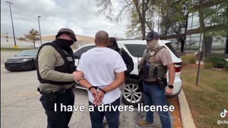 This illegal alien tries to tell immigration officers that his drivers license is proof