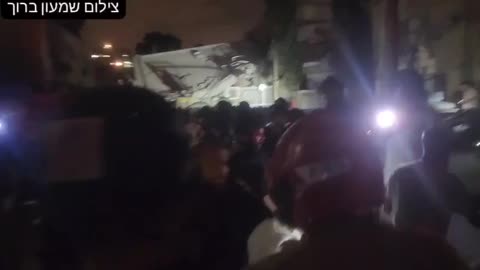 Emergency Response Units are Extracting casualties From a Collapsed Building in Tel Aviv