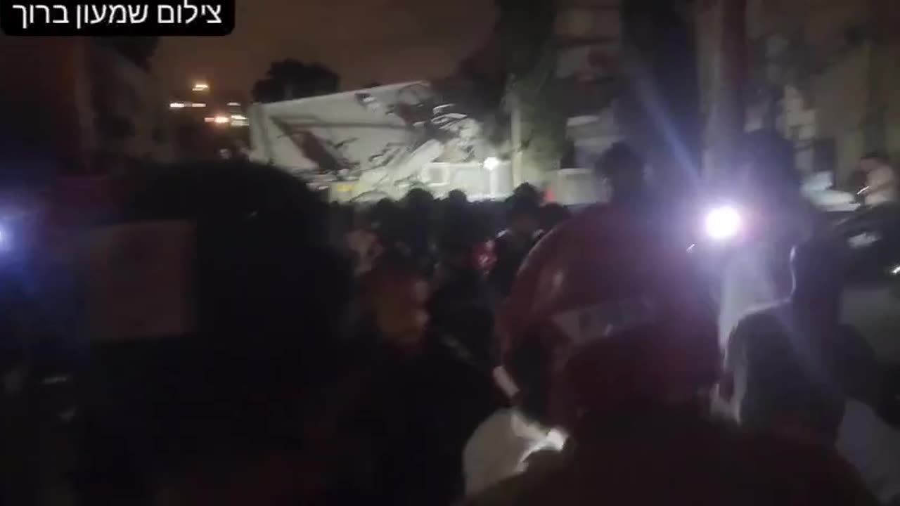 Emergency Response Units are Extracting casualties From a Collapsed Building in Tel Aviv