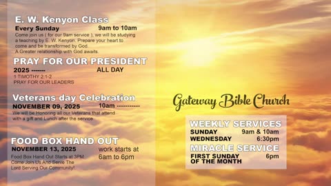 INVATATION TO ALL VET'S (Pastor Tony Frazee) Gateway Bible Church 8am 2025-11-09